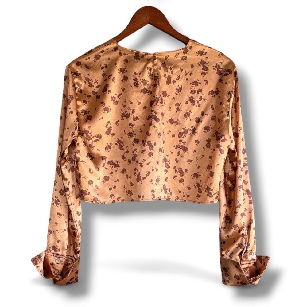 Zara satin gold floral crop top - Picture 5 of 8